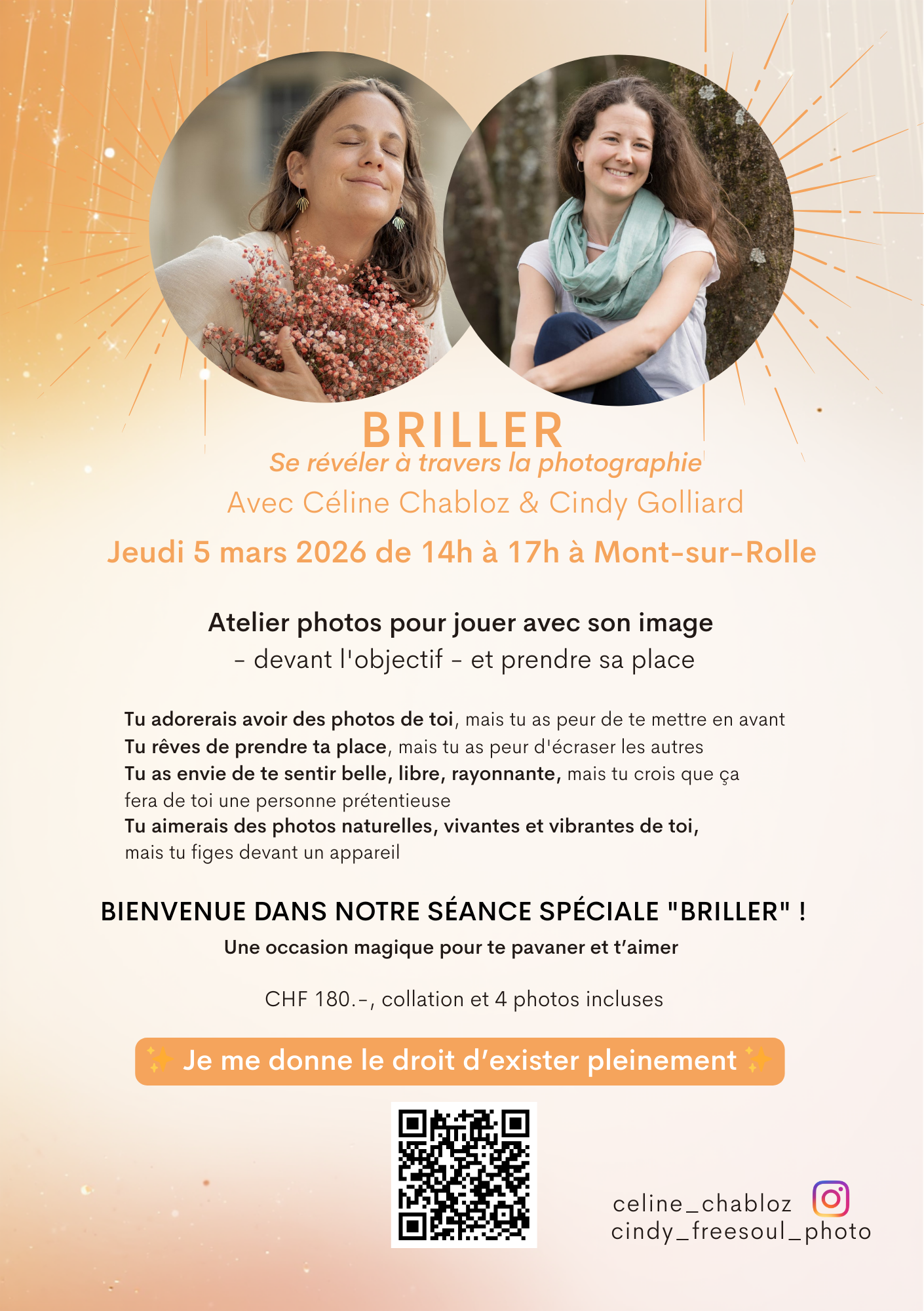 Atelier Briller et se révéler à travers la photographie Céline Chabloz et Cindy Golliard Atelier Briller et se révéler à travers la photographie Céline Chabloz et Cindy Golliard