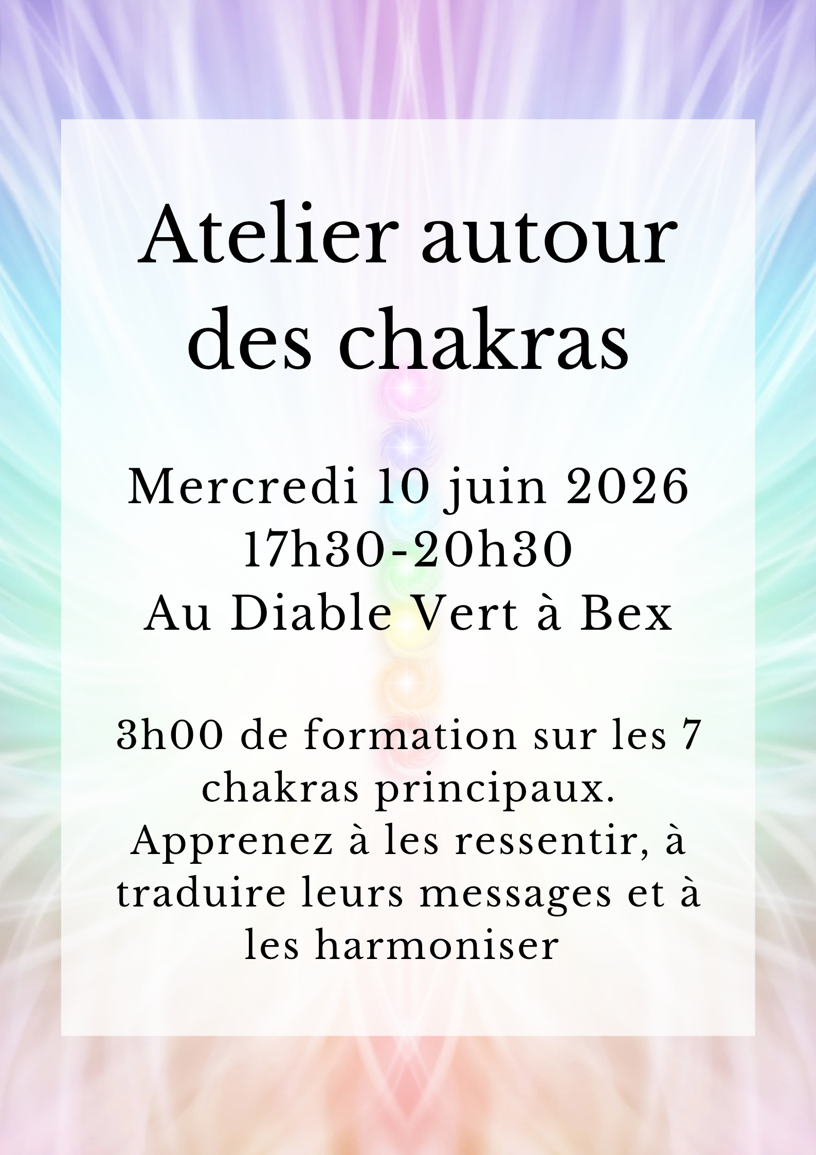 Atelier autour des chakras 10.06.2026 Bex