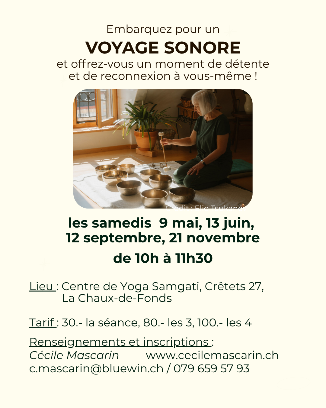 Bains sonores La Chaux-de-Fonds Cécile Mascarin mai, juin, septembre, novembre 2026