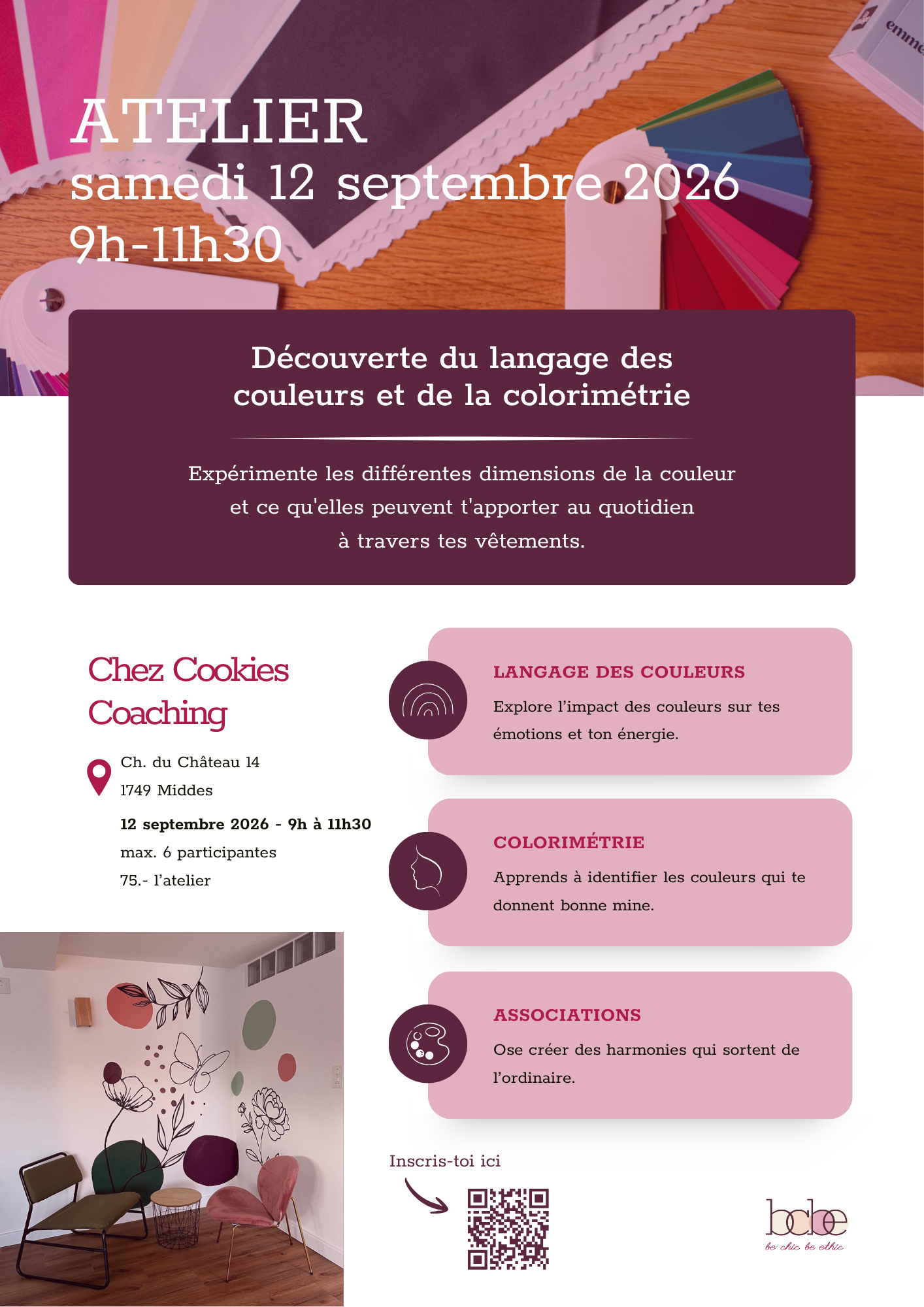 Atelier colorimétrie Aline Mettan be chic be etic Middes 12.09.2026